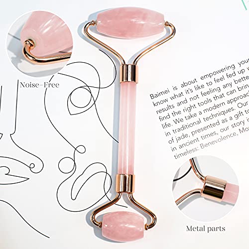 Jade Roller & Gua Sha, Face Roller, Facial Beauty Roller Skin Care Tools, BAIMEI Rose Quartz Massager for Face, Eyes, Neck, Body Muscle Relaxing and Relieve Fine Lines and Wrinkles - Deborah Elizabeth Beauty