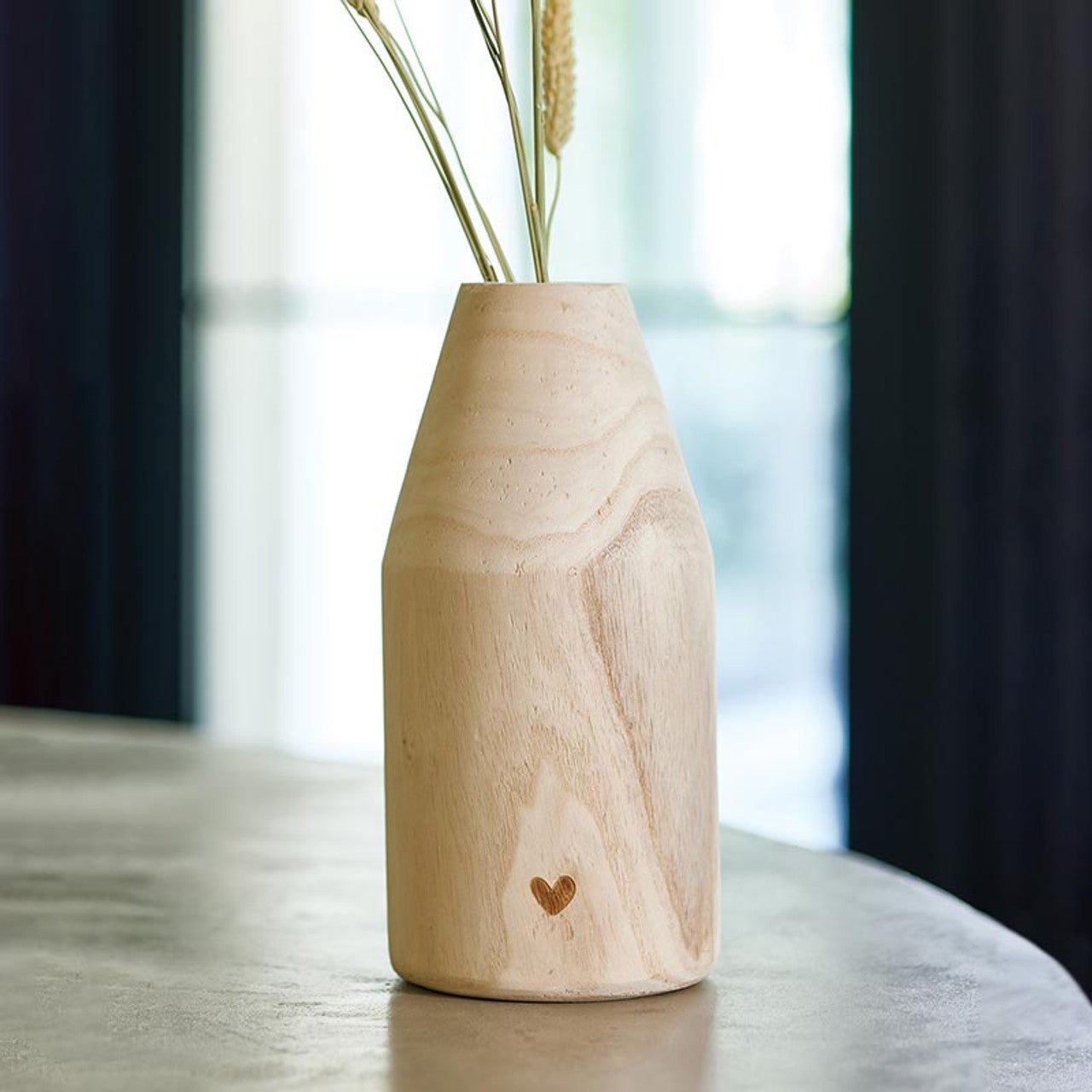 Paulownia Wood Vase with Heart - Deborah Elizabeth